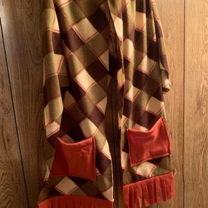 Handmade, new, fleece scarf/shawl/wrap. Rustic